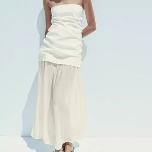 ZARA Combination Strapless Midi Dress